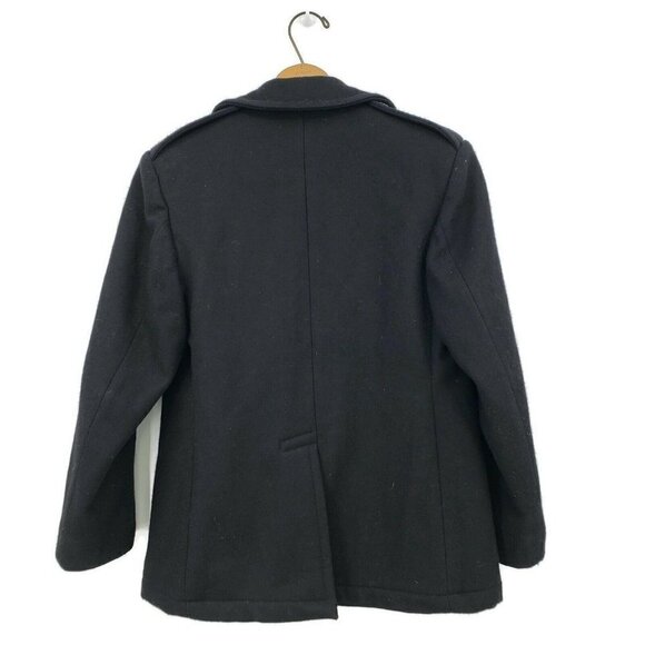 US Navy Womens Enlisted Black Wool Overcoat 10S Double-Breasted Jacket Coat - Picture 2 of 6